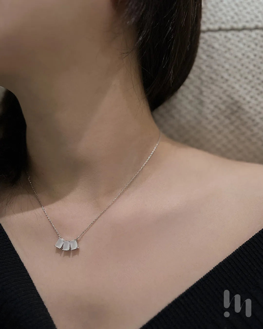 小巧鋯石 金銀雙色 項鍊