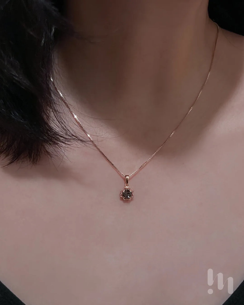 玫瑰金 鋯石925純銀 項鍊