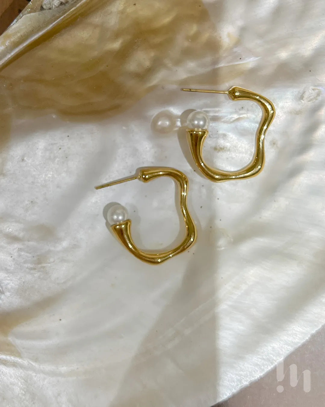 流線珍珠 耳環