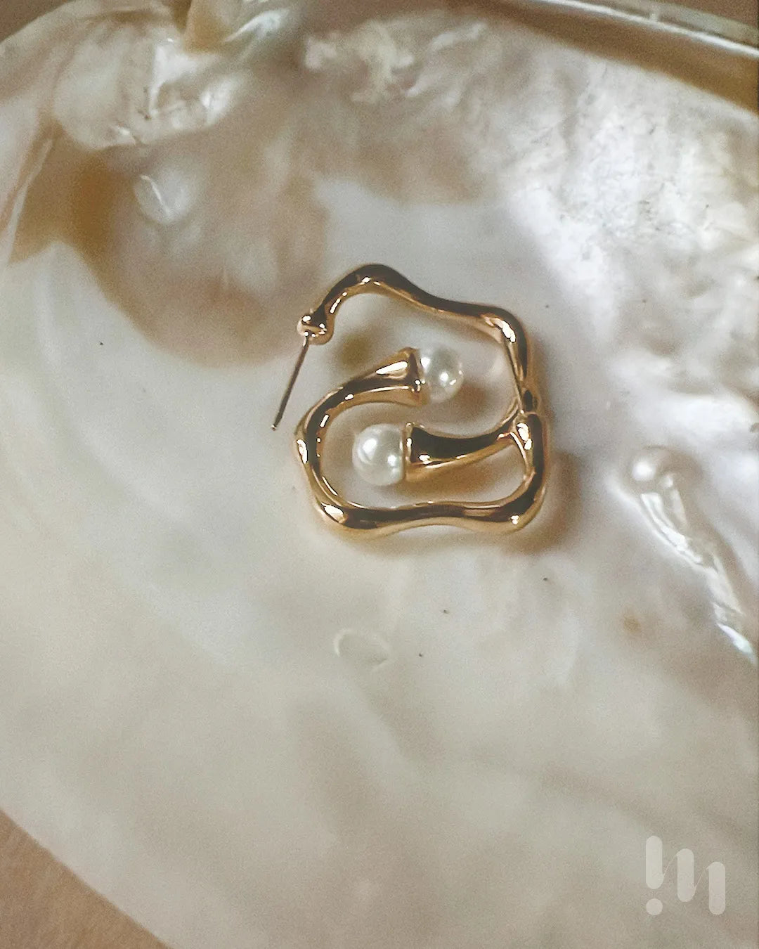 流線珍珠 耳環