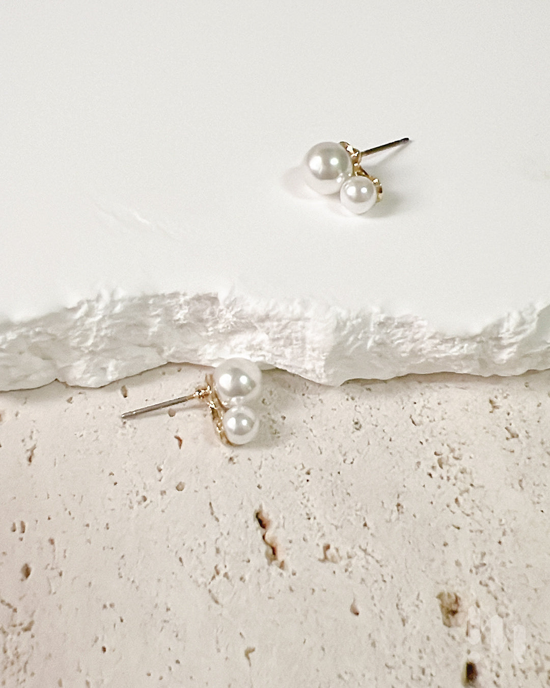 雙珠設計感珍珠 耳環