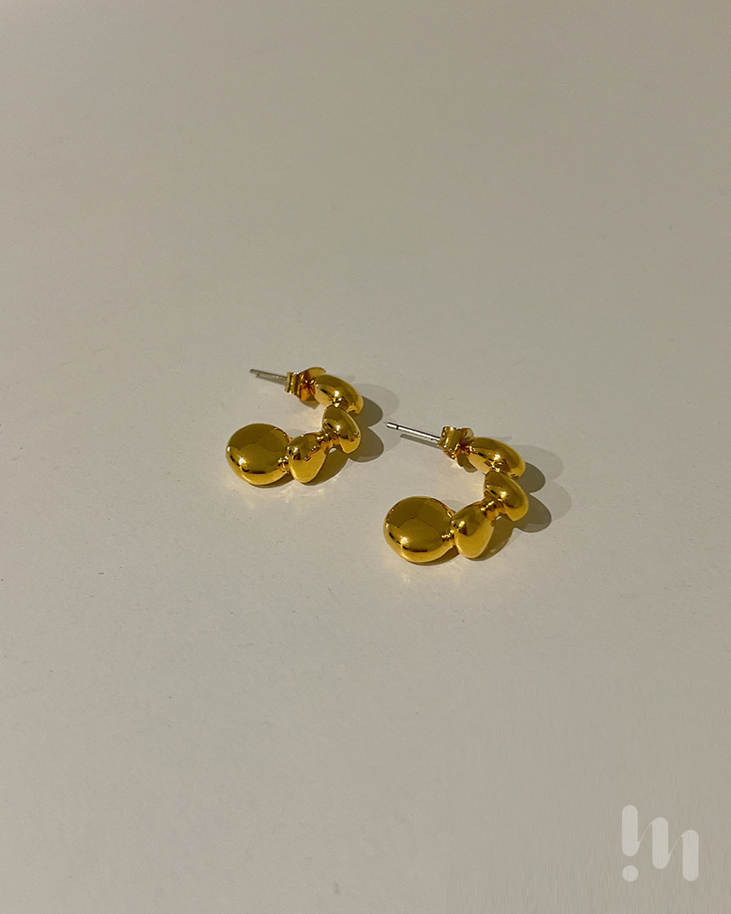 不對稱金屬三顆 耳環