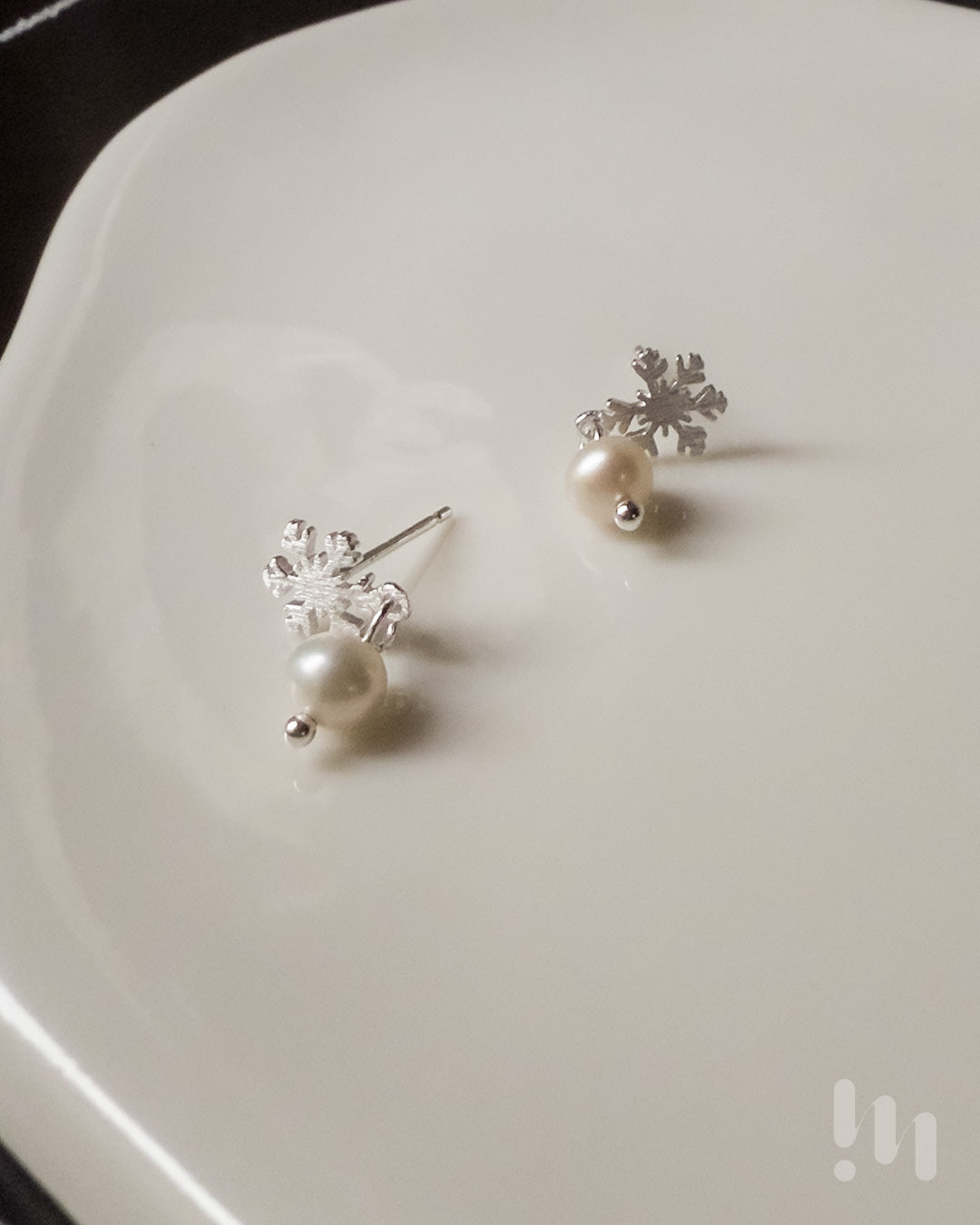 雪霧珍珠純銀耳環