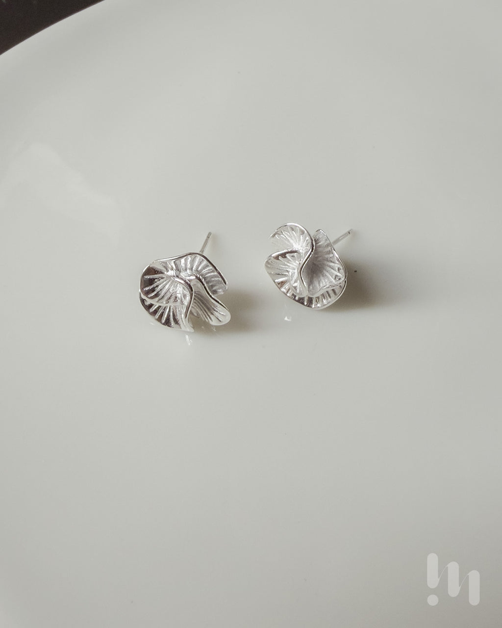 立體銀花 925純銀 耳環