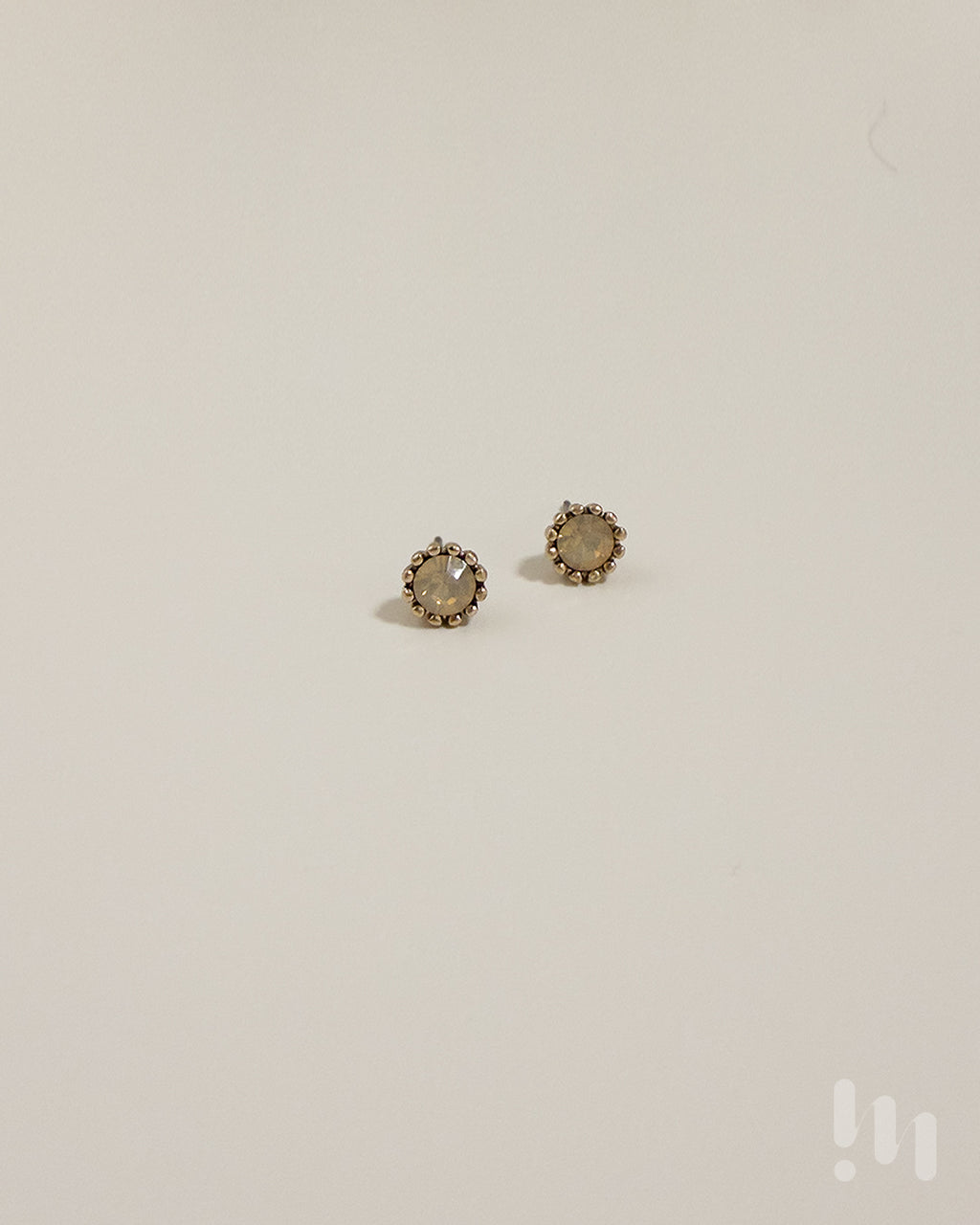 微光留白 復古圓鑽925純銀耳環